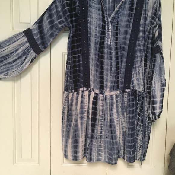 Romeo & Juliet large blue multi colored Couture Long Sleeve Dress open f… - Picture 7 of 10